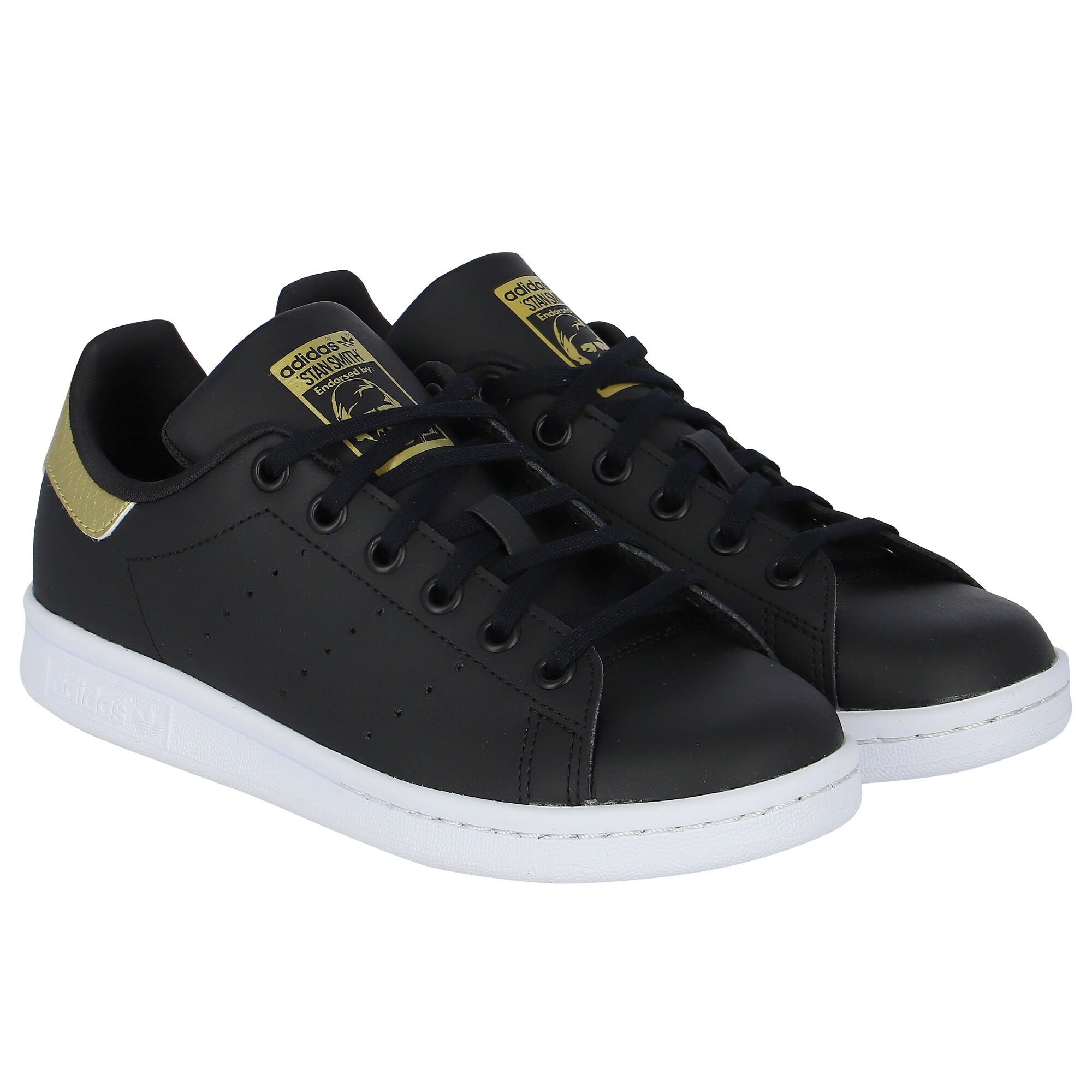 Adidas Kids Black Stan Smith J Trainers Junior Couture UK