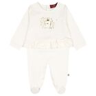 Baby Girls Ivory & Gold Logo Babygrow, 1, hi-res