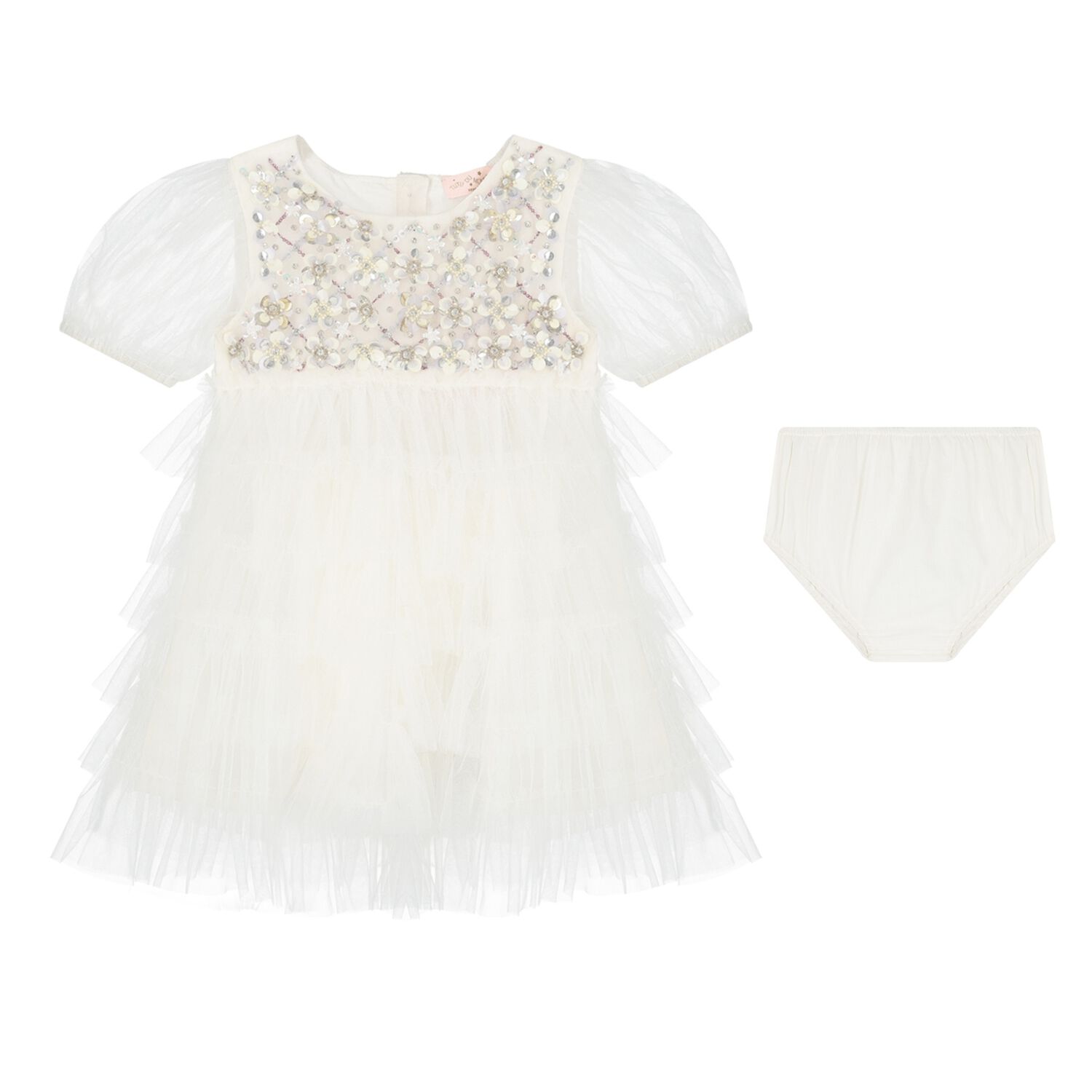 Baby Girls Ivory Tulle Dress Set, 1, hi-res