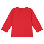 Younger Boys Red Logo Long Sleeve Top, 3, hi-res
