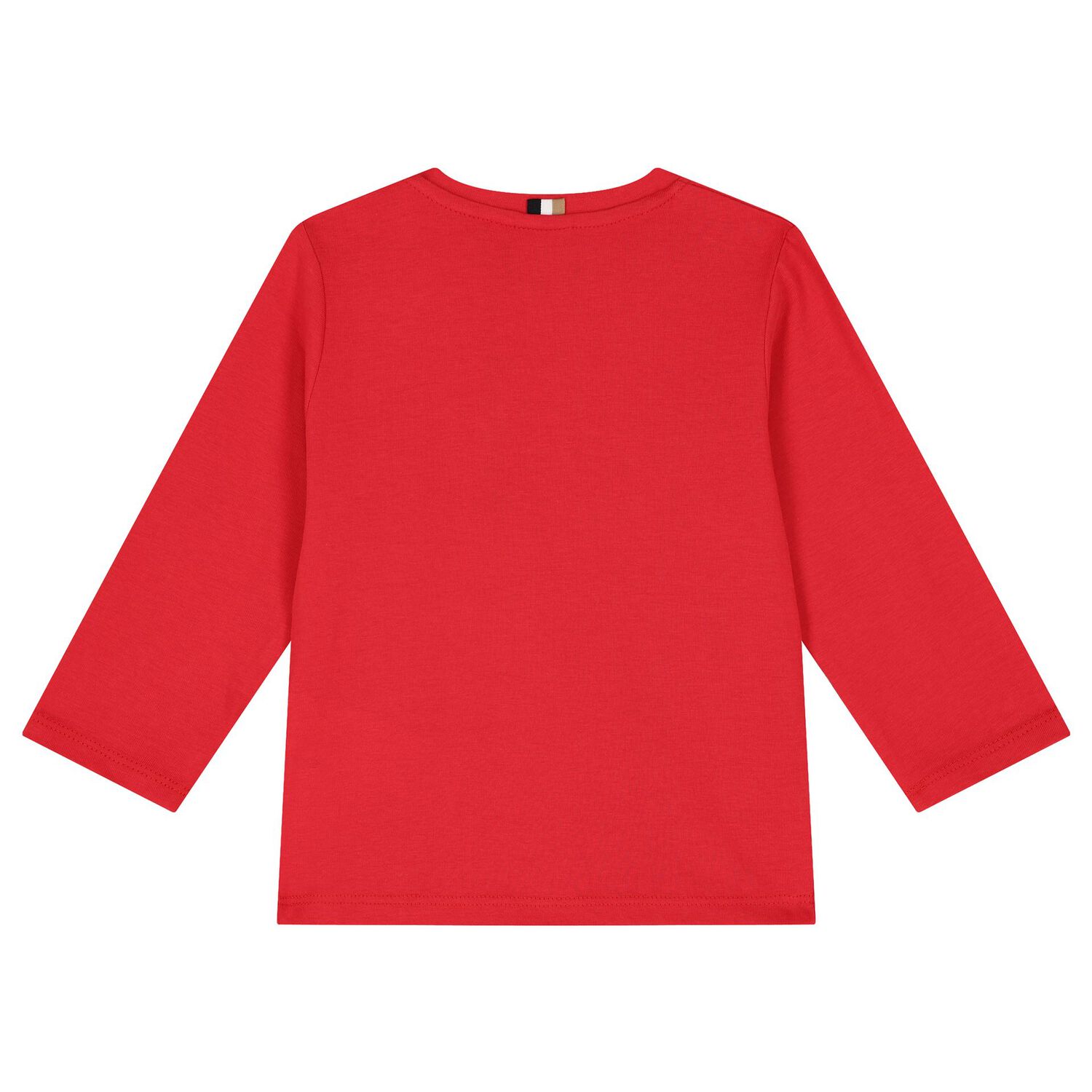 Younger Boys Red Logo Long Sleeve Top, 3, hi-res