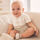 Baby Boys Ivory & Beige Romper, 1, hi-res