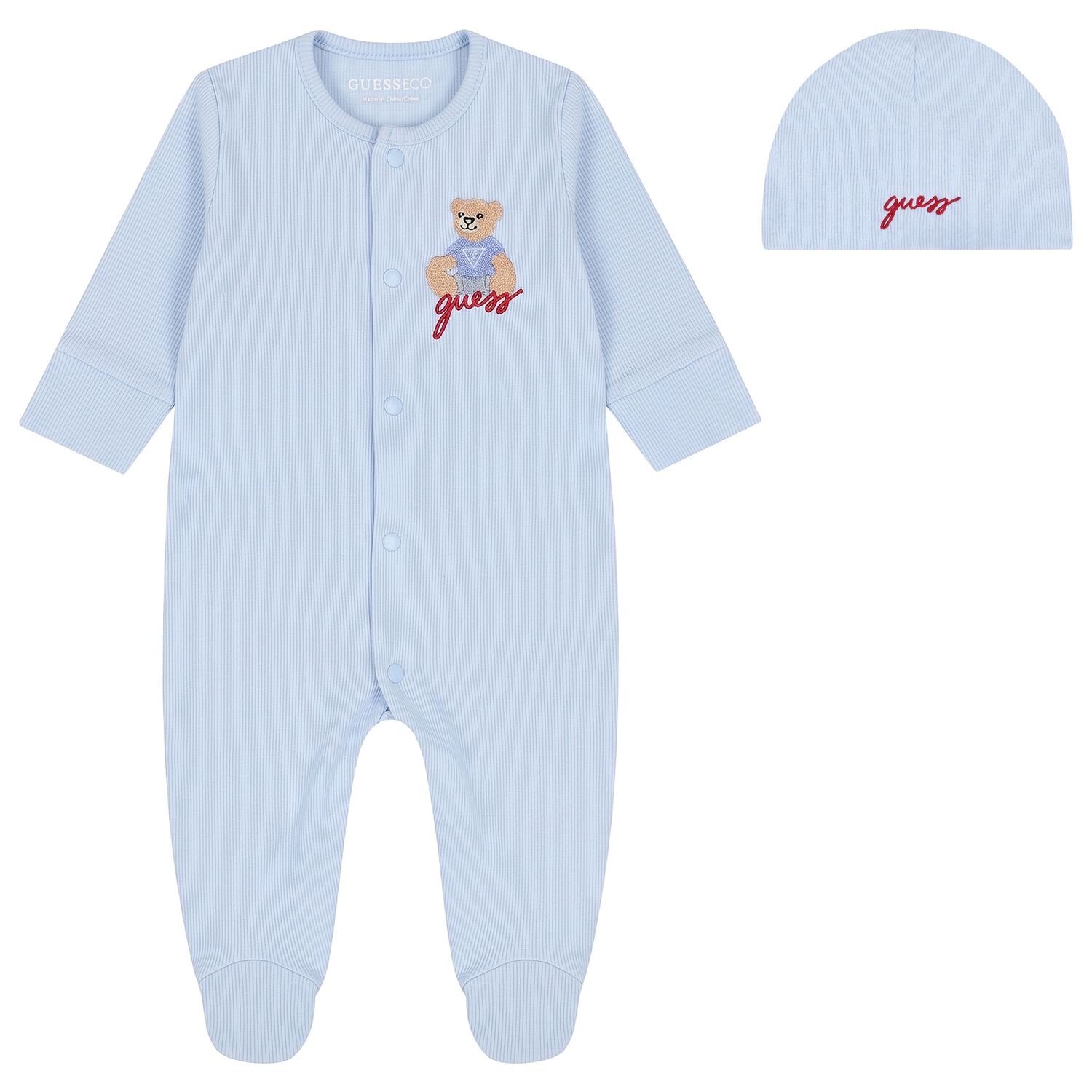 Baby Boys Blue Teddy Bear Logo Babygrow Gift Set, 2, hi-res
