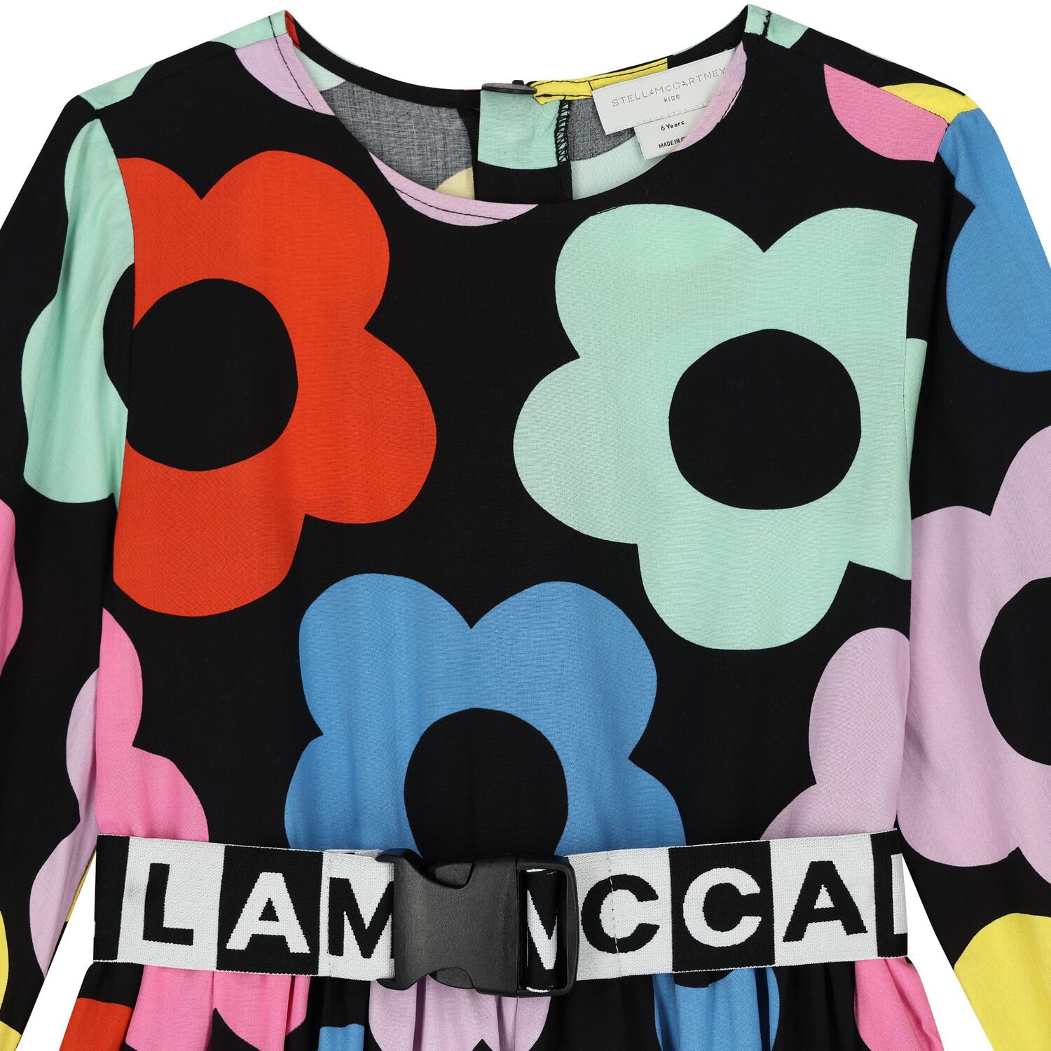 Girls Black Floral Dress, 1, hi-res