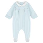 Baby Boys Blue & Ivory Flower Babygrows ( 2-Pack ), 1, hi-res