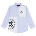 Boys Blue & White Logo Shirt, 1, hi-res