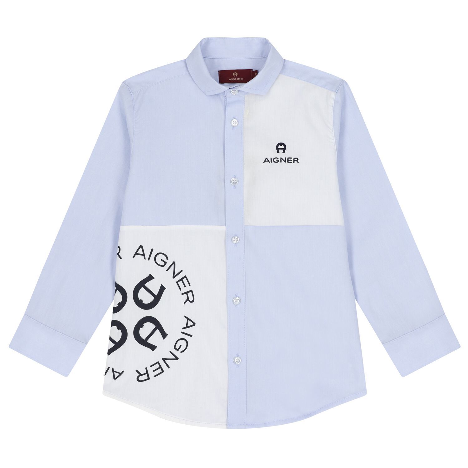 Boys Blue & White Logo Shirt, 1, hi-res