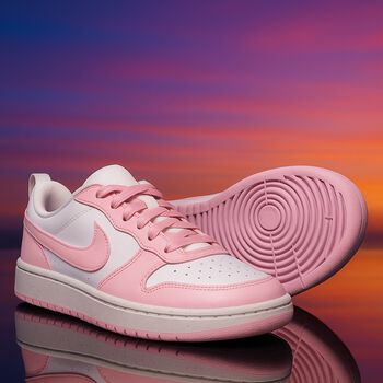 Girls White & Pink Nike Court Borough Low Trainers
