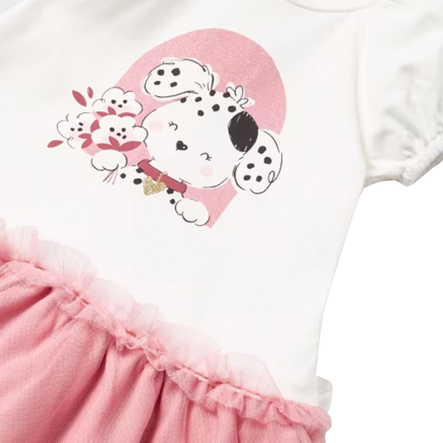 Younger Girls White & Pink Dress, 2, hi-res