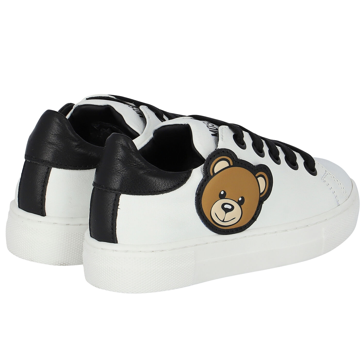 White Logo Leather Trainers, 1, hi-res