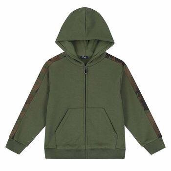 Boys Green Logo Zip Up Top