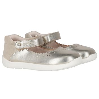 Younger Girls Gold Faux Leather Shoes
