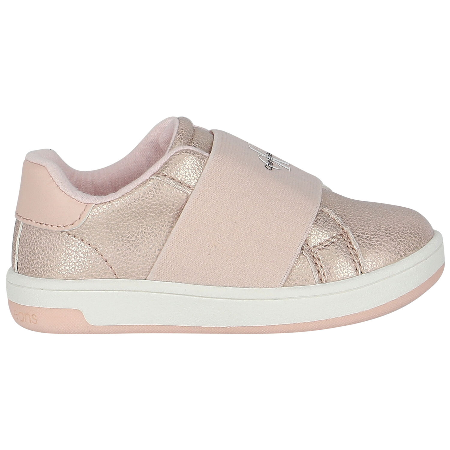 Girls Rose Gold & Pink Logo Trainers, 1, hi-res