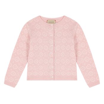 Younger Girls Pink Logo Cardigan