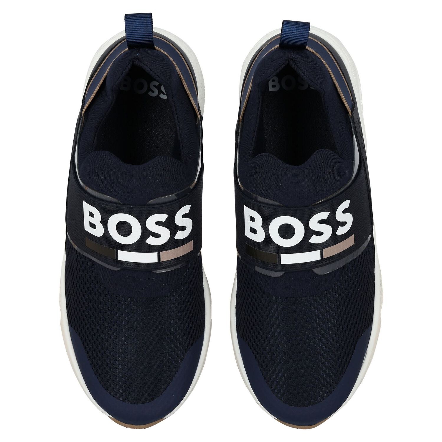 Boys Navy Blue Logo Trainers, 2, hi-res image number null