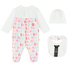 Baby Girls White & Ivory Logo Babygrow Set, 1, hi-res