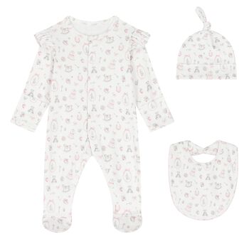 Baby Girls White Babygrow Gift Set (3 Piece)