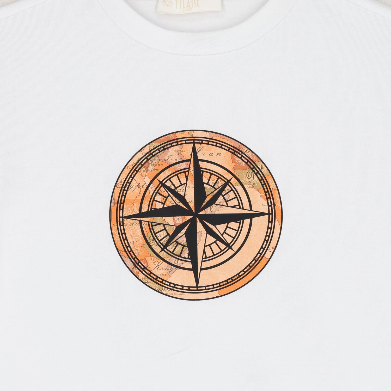Boys White Compass Geo Map T-Shirt, 2, hi-res