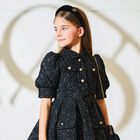 Girls Black Padded Headband, 1, hi-res