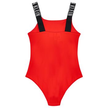 Girls Orange Logo Swimsuit