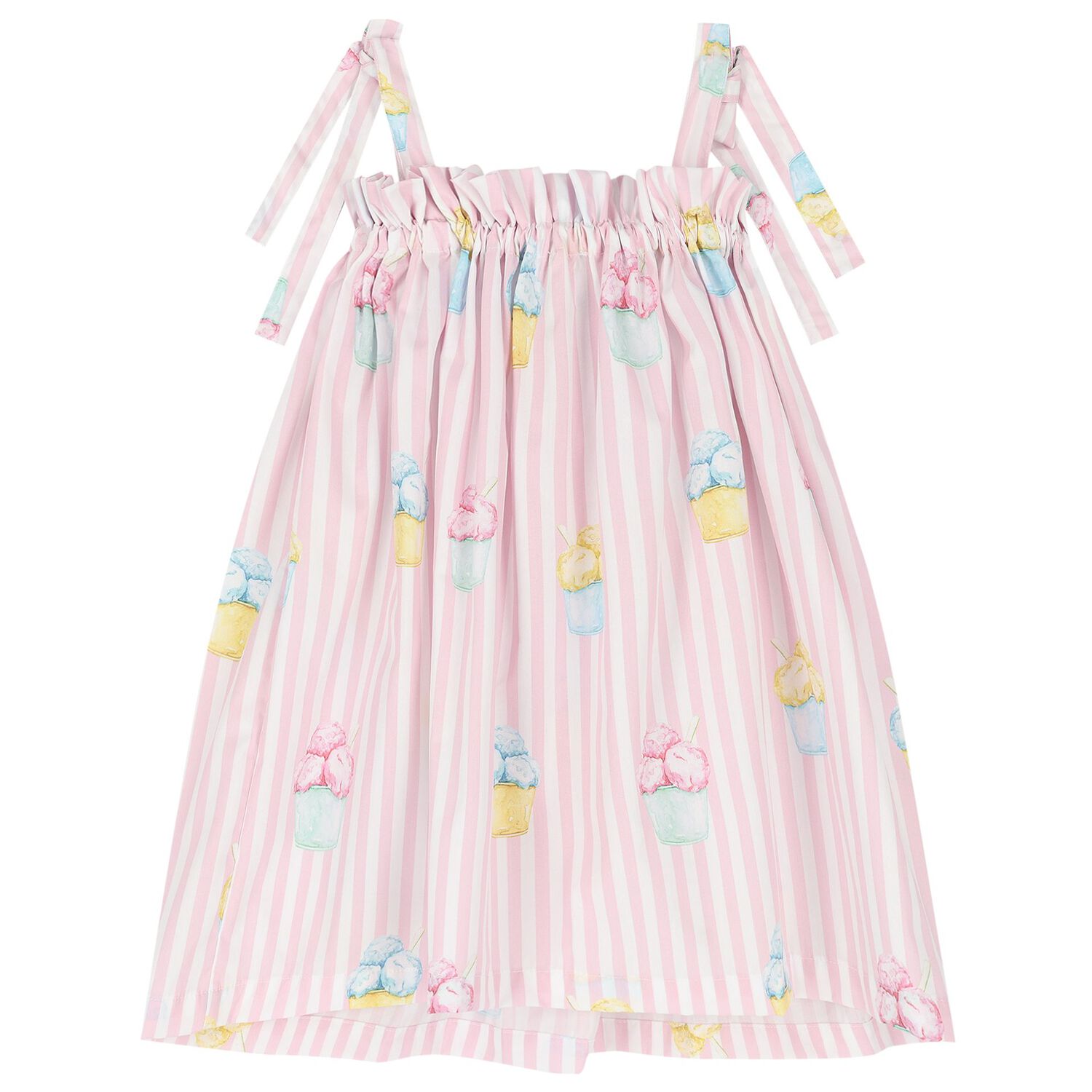 Girls White & Pink Ice Cream Beach Dress, 2, hi-res