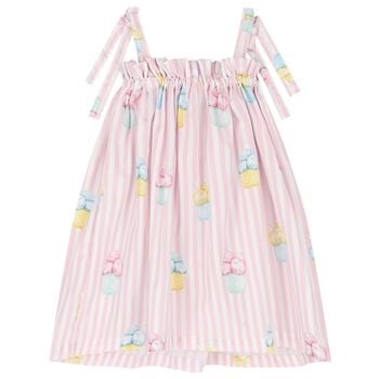 Girls White & Pink Ice Cream Beach Dress