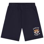 Boys Navy Blue Tiger Logo Shorts, 3, hi-res