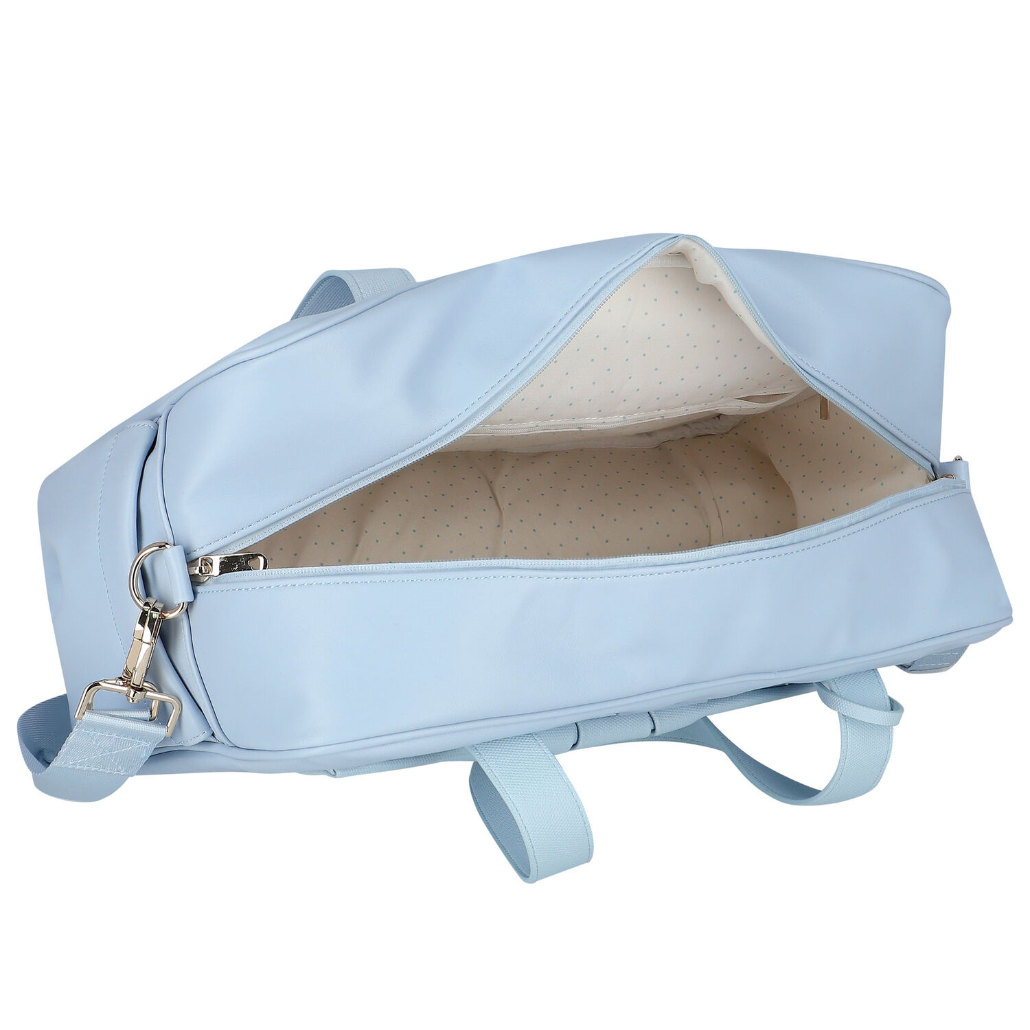 Blue Faux Leather Baby Changing Bag, 3, hi-res