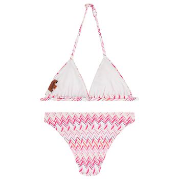 Girls Pink & White Zig Zag Bikini