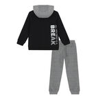 Boys Black & Grey Tracksuit, 2, hi-res