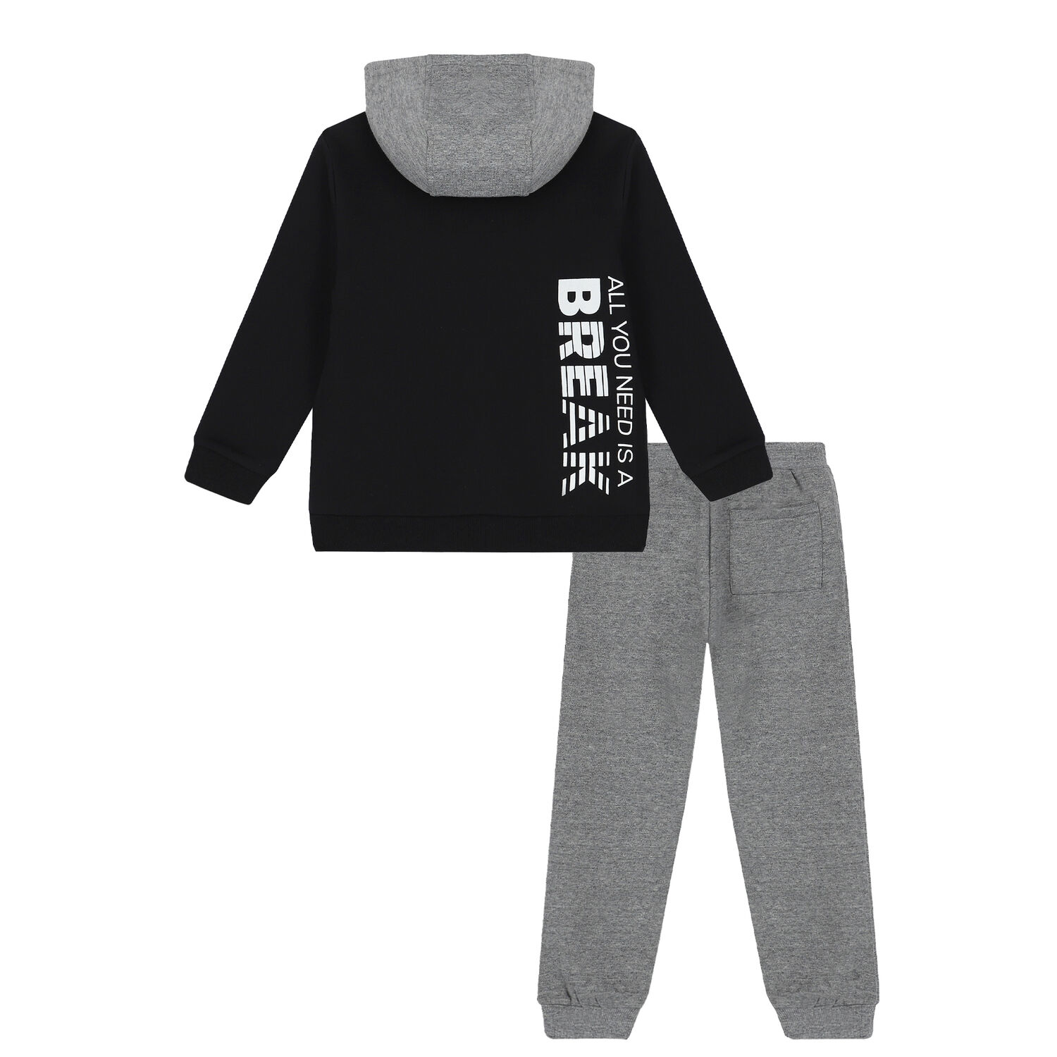 Boys Black & Grey Tracksuit, 2, hi-res