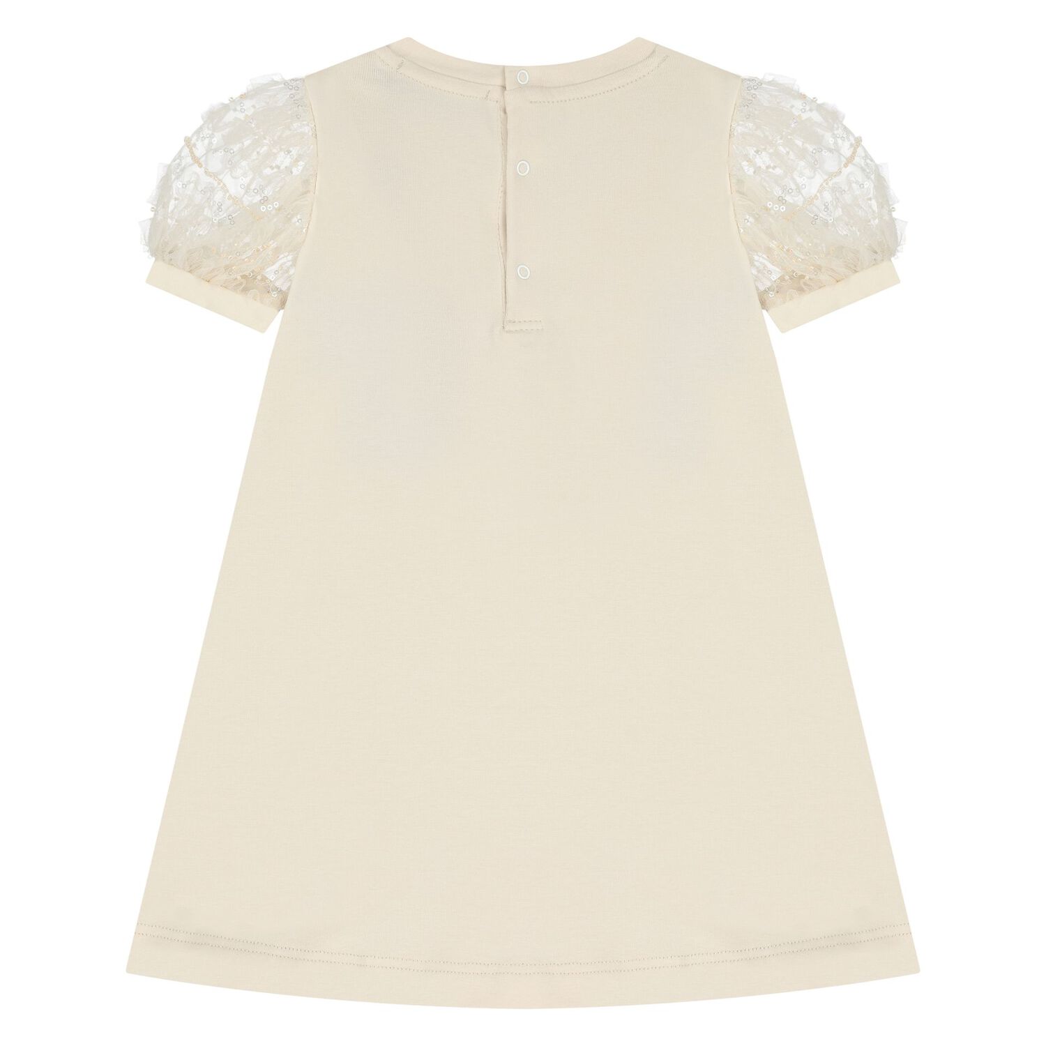Younger Girls Beige Logo Dress, 1, hi-res