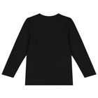 Boys Black Logo Long Sleeve Top, 1, hi-res