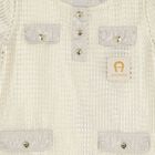 Girls Ivory & Gold Logo Dress, 1, hi-res