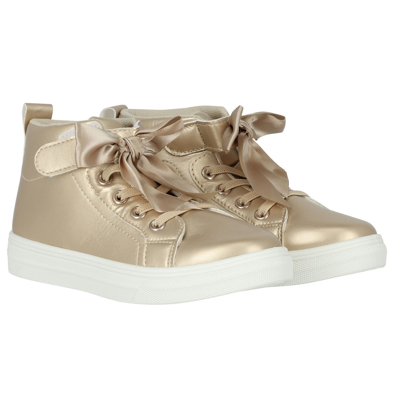 Girls Gold Bow Trainers, 1, hi-res image number null