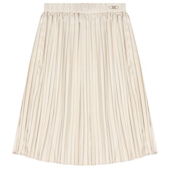 Girls Gold Logo Pleated Skirt