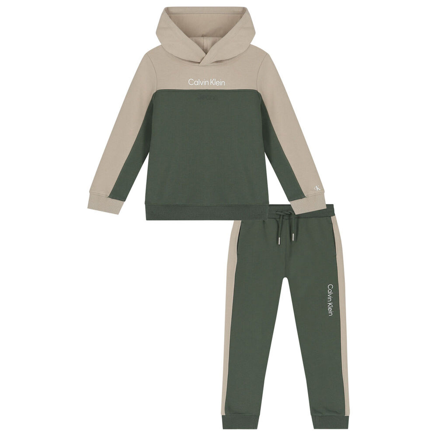Boys Beige & Green Logo Tracksuit, 1, hi-res