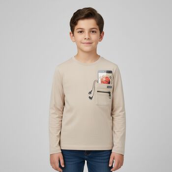 Boys Beige Long Sleeve Top