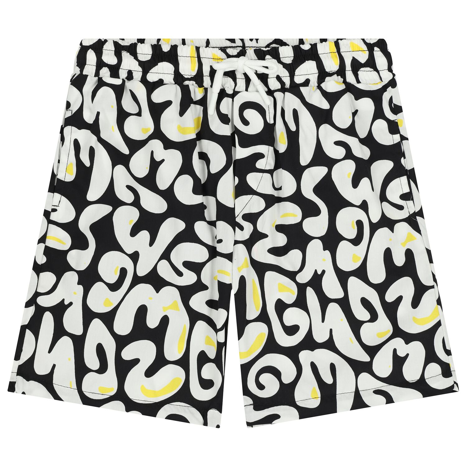 Boys Black & White Logo Shorts, 1, hi-res