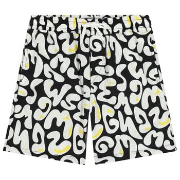 Boys Black & White Logo Shorts
