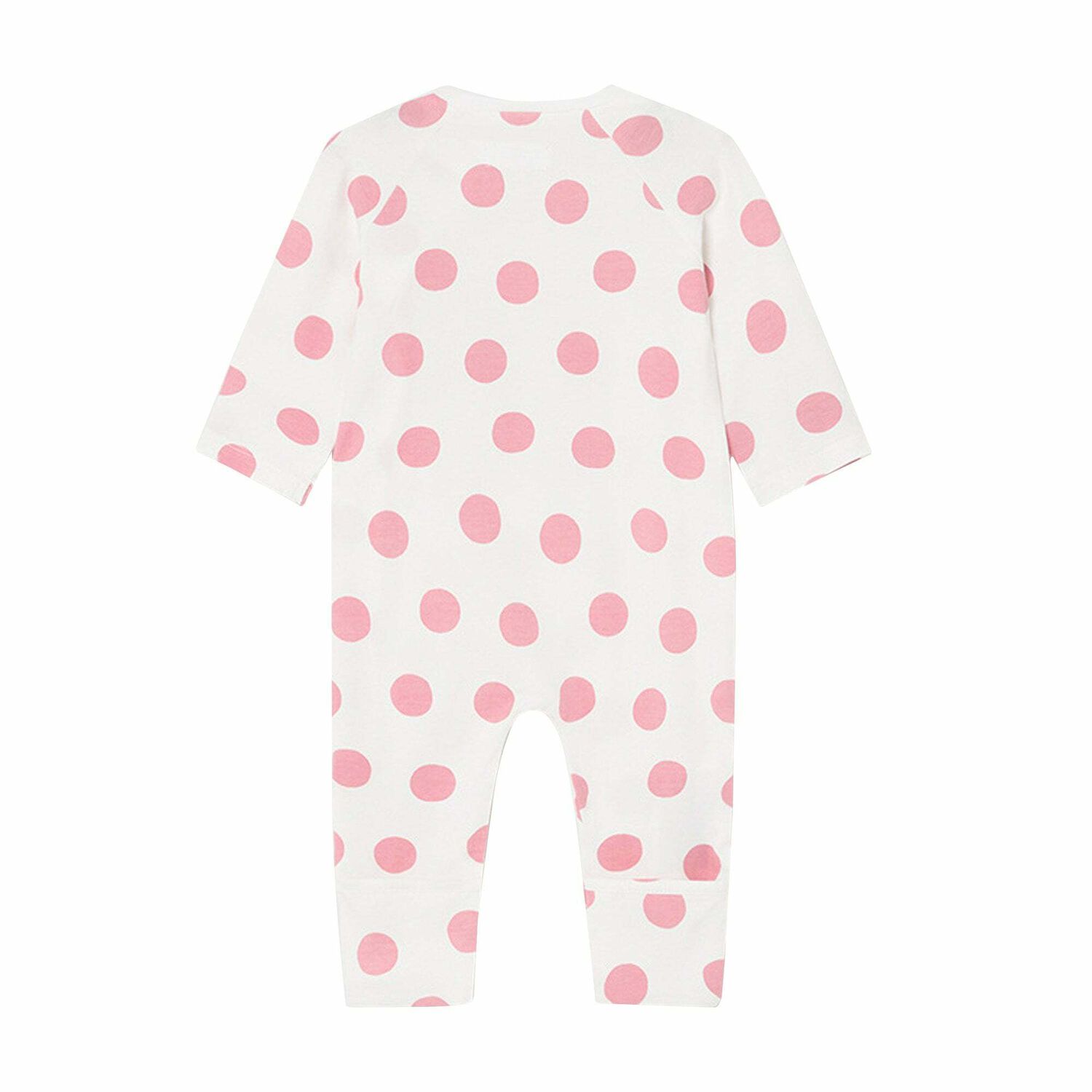 Baby Girls White & Pink Polka Dot Babygrow, 1, hi-res image number null