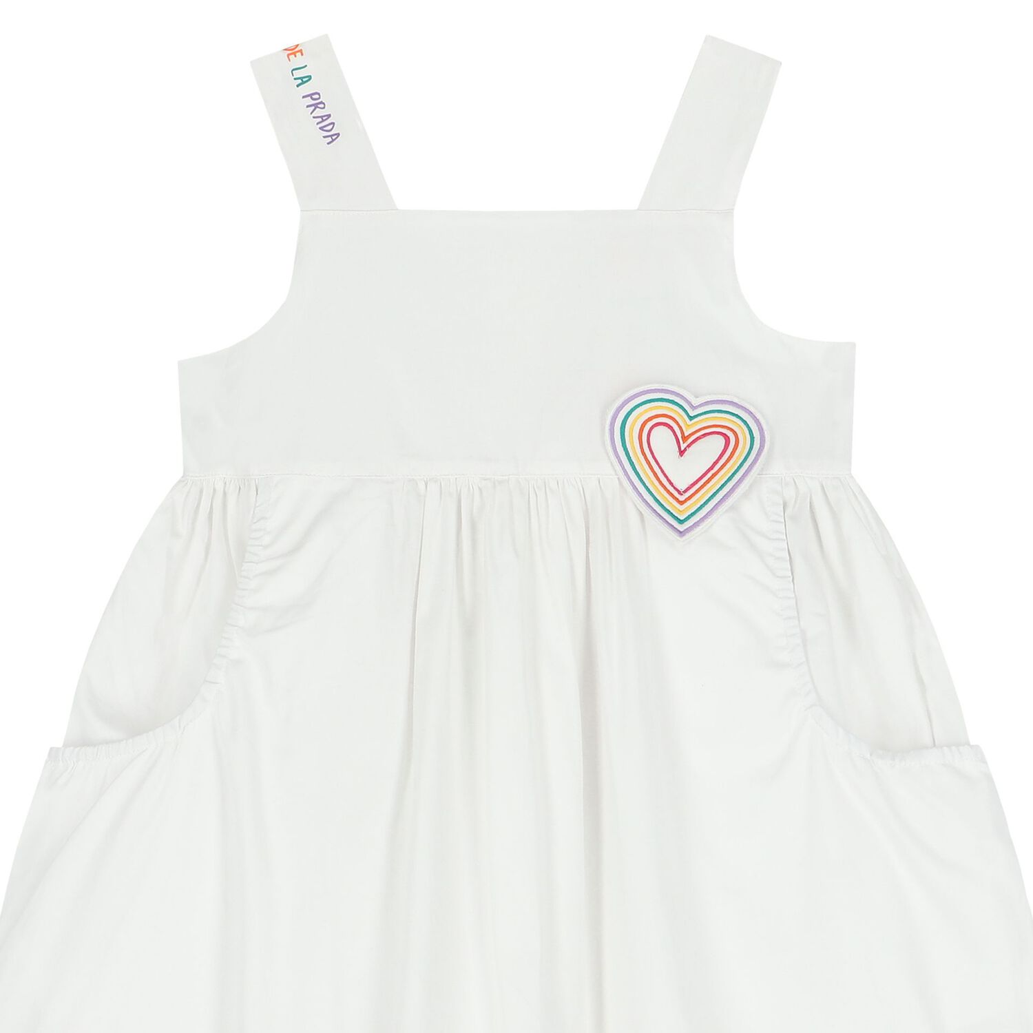 Girls White Heart Dress, 1, hi-res