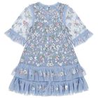 Girls Blue Floral Tulle & Sequin Dress, 1, hi-res