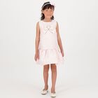 Girls Pink Jacquard Flower Dress, 1, hi-res