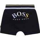 Baby Boys Navy Blue Logo Shorts, 1, hi-res