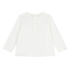 Younger Girls Ivory Logo Long Sleeve Top, 1, hi-res