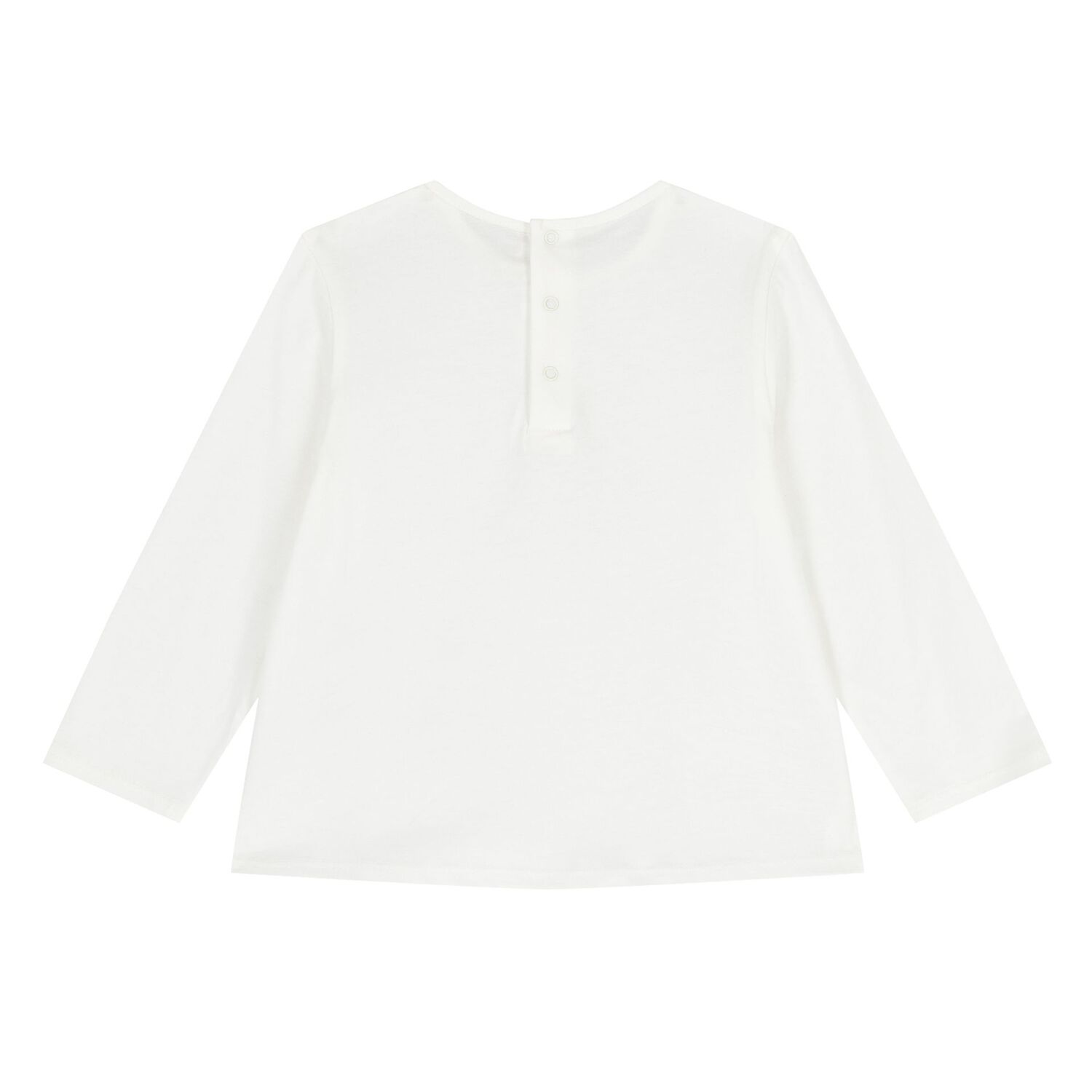 Younger Girls Ivory Logo Long Sleeve Top, 1, hi-res