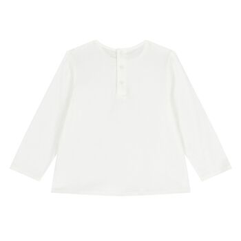 Younger Girls Ivory Logo Long Sleeve Top