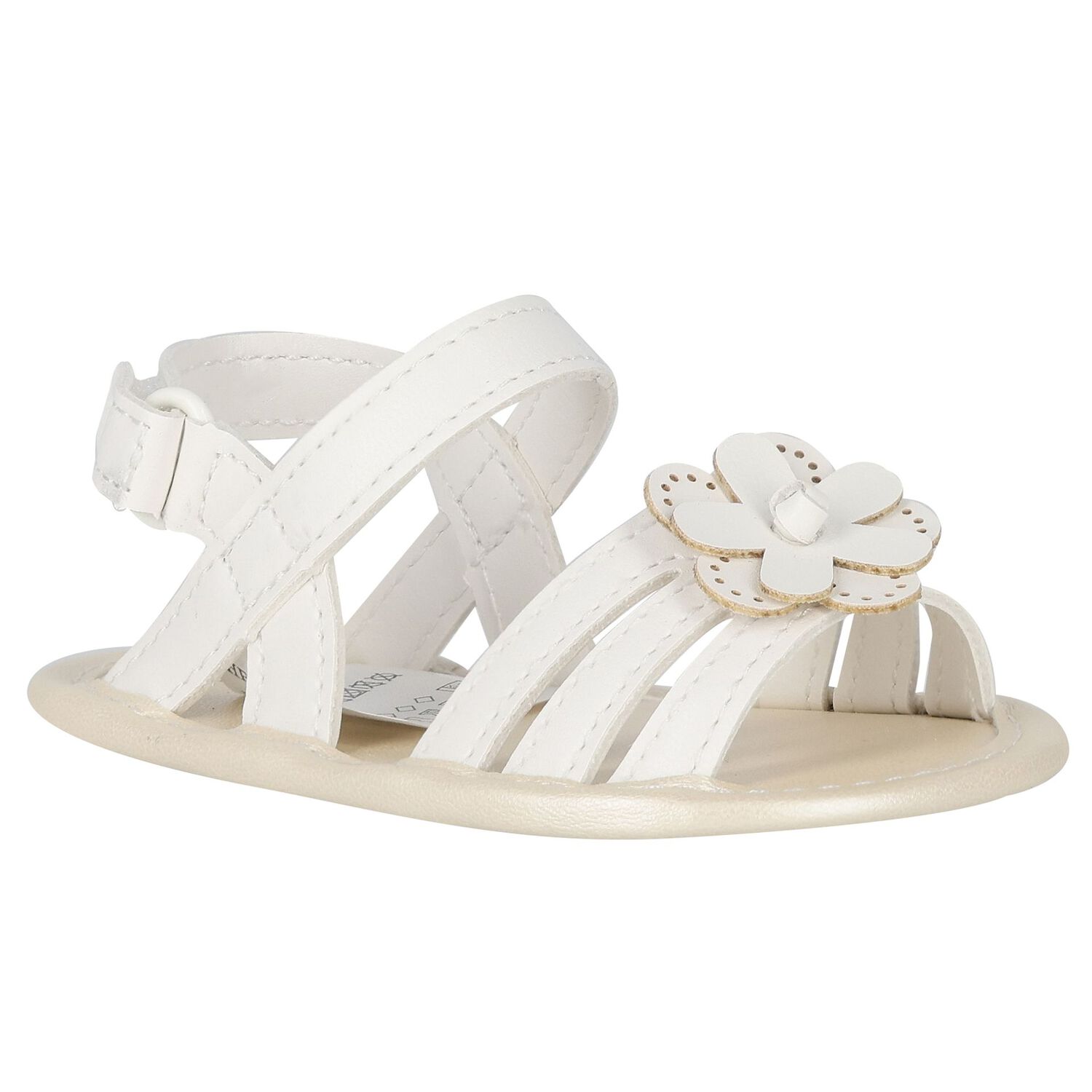 Baby Girls Ivory Flower Sandals, 1, hi-res image number null