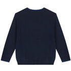 Boys Navy Knitted Sweatshirt, 4, hi-res